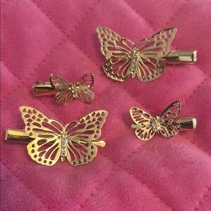 Claire's Gold Butterfly Hair Clips
